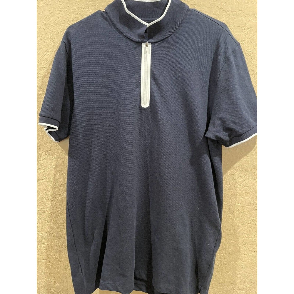 ZARA MEN ZIP NAVY BLUE POLO SHIRT size Large